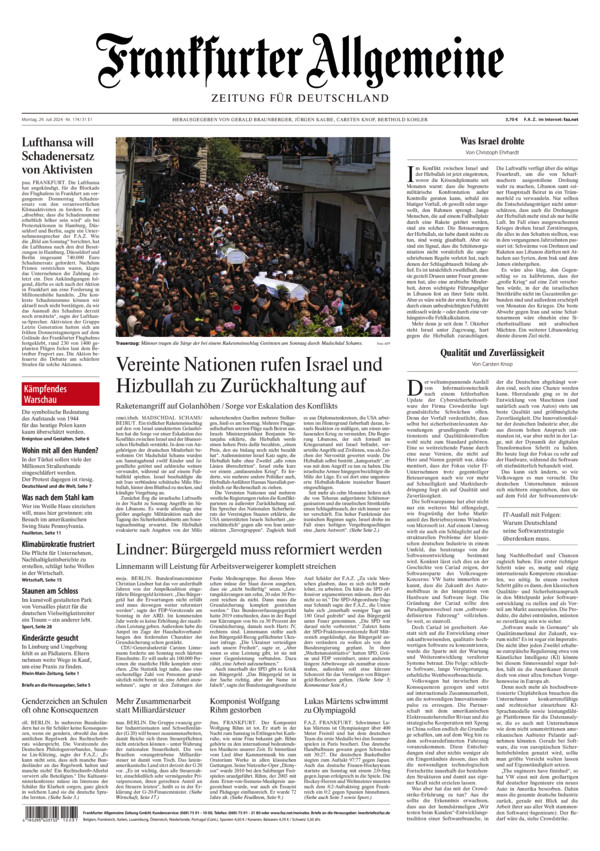 F.A.Z. vom Montag, 29. Juli 2024